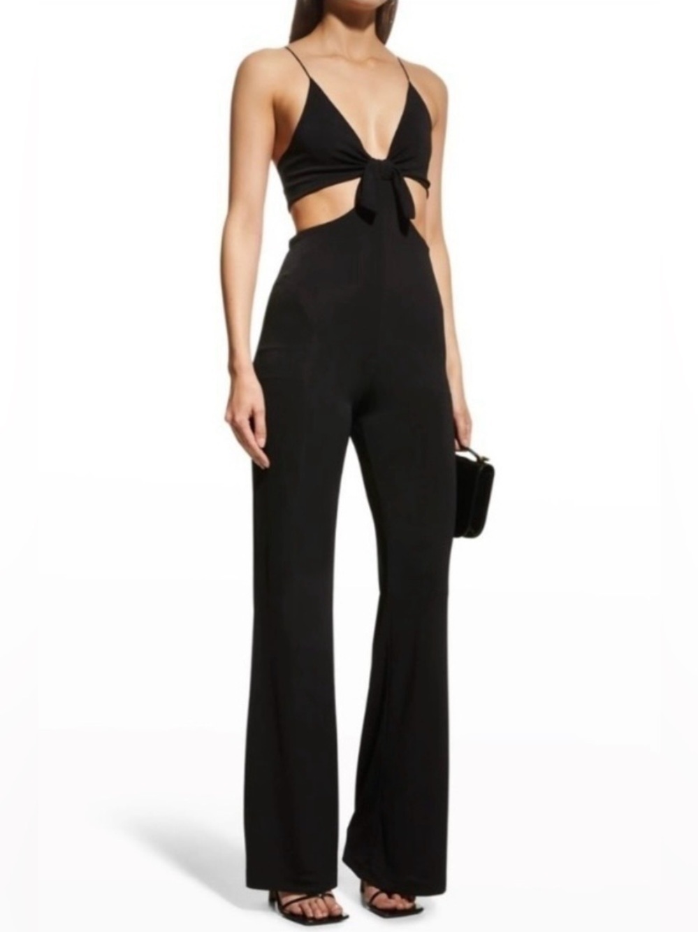 Alice + Olivia Havana Front Tie-Bow Jumpsuit